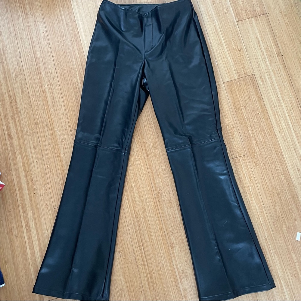Vintage Flare bootcut Vegan high waisted Leather Pants Mint Condition Zipper Fly